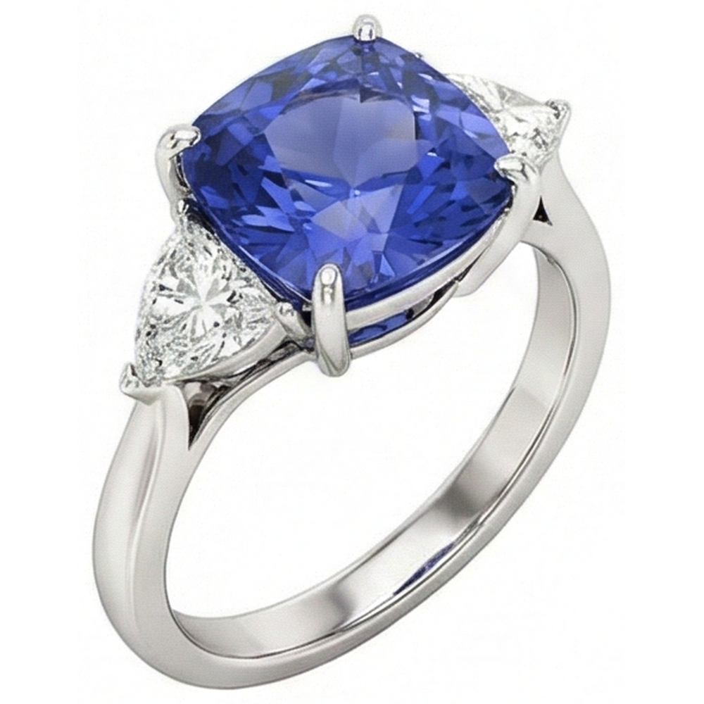 echter trillion tansanit 3Karat ring Detailansicht