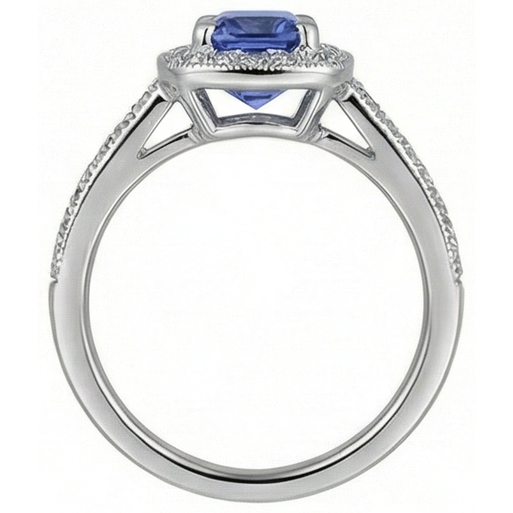 echter round tansanit 2Karat ring Detailansicht