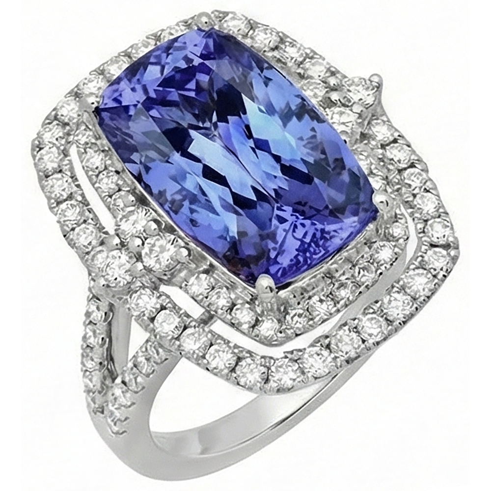 echter round tansanit 7Karat ring Detailansicht