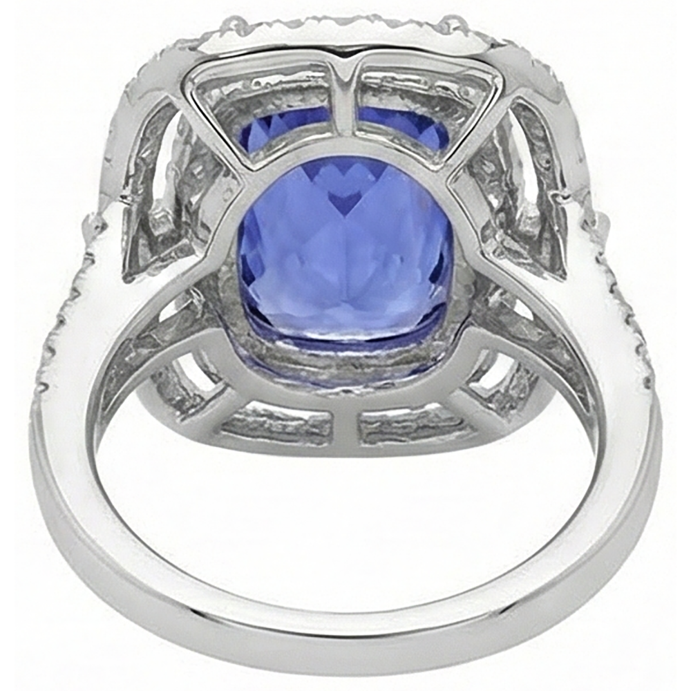 echter round tansanit 7Karat ring mit Diamantbesatz