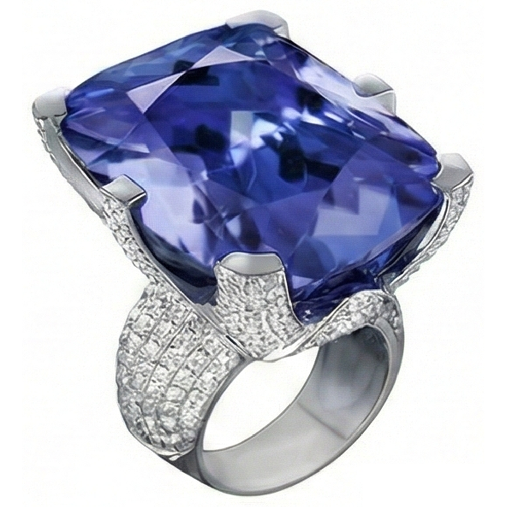 echter round tansanit 8.50Karat ring Detailansicht