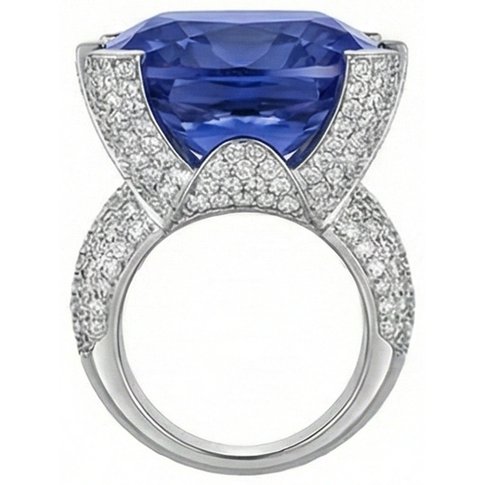 echter round tansanit 8.50Karat ring Draufsicht