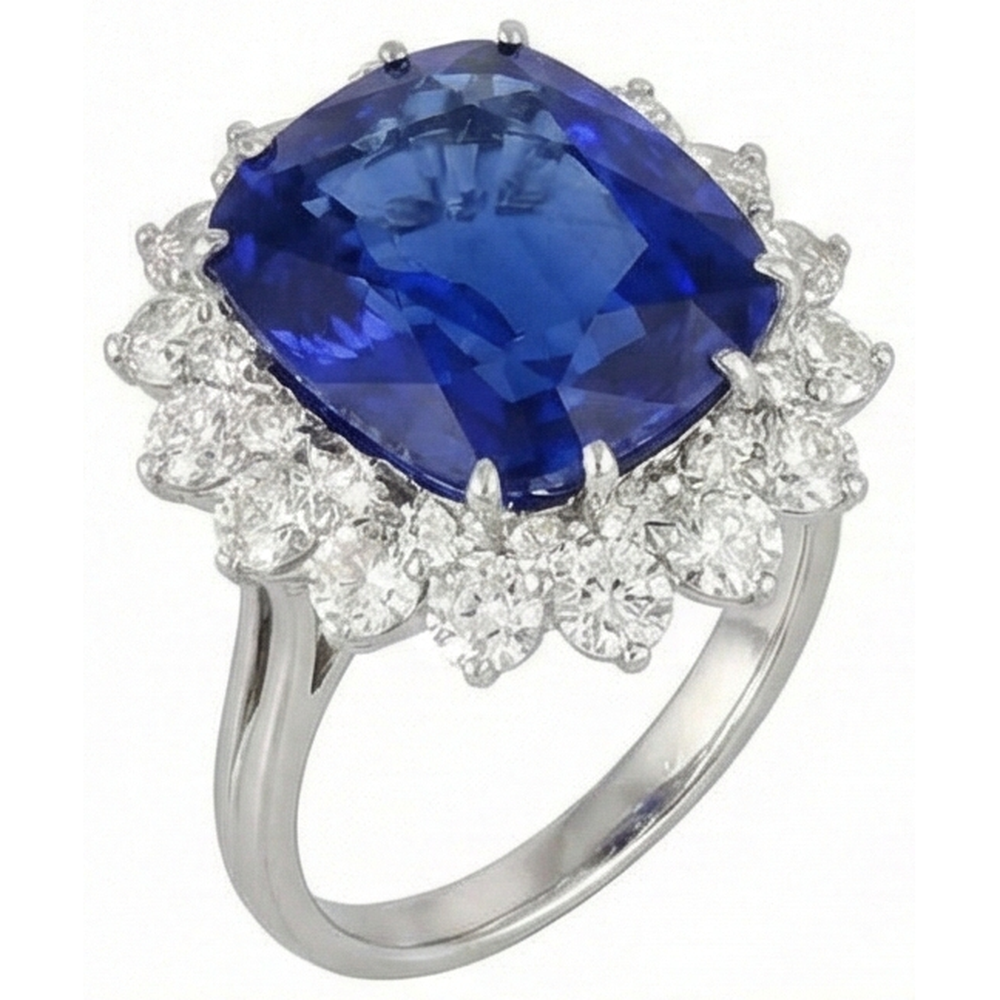 echter round diamant 5Karat ring Draufsicht