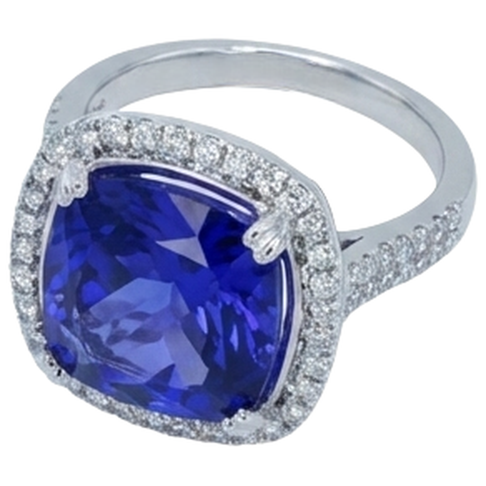 echter round tansanit 6.50Karat ring Detailansicht