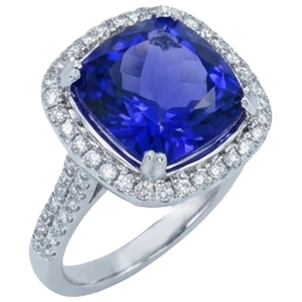 echter round tansanit 6.50Karat ring Draufsicht
