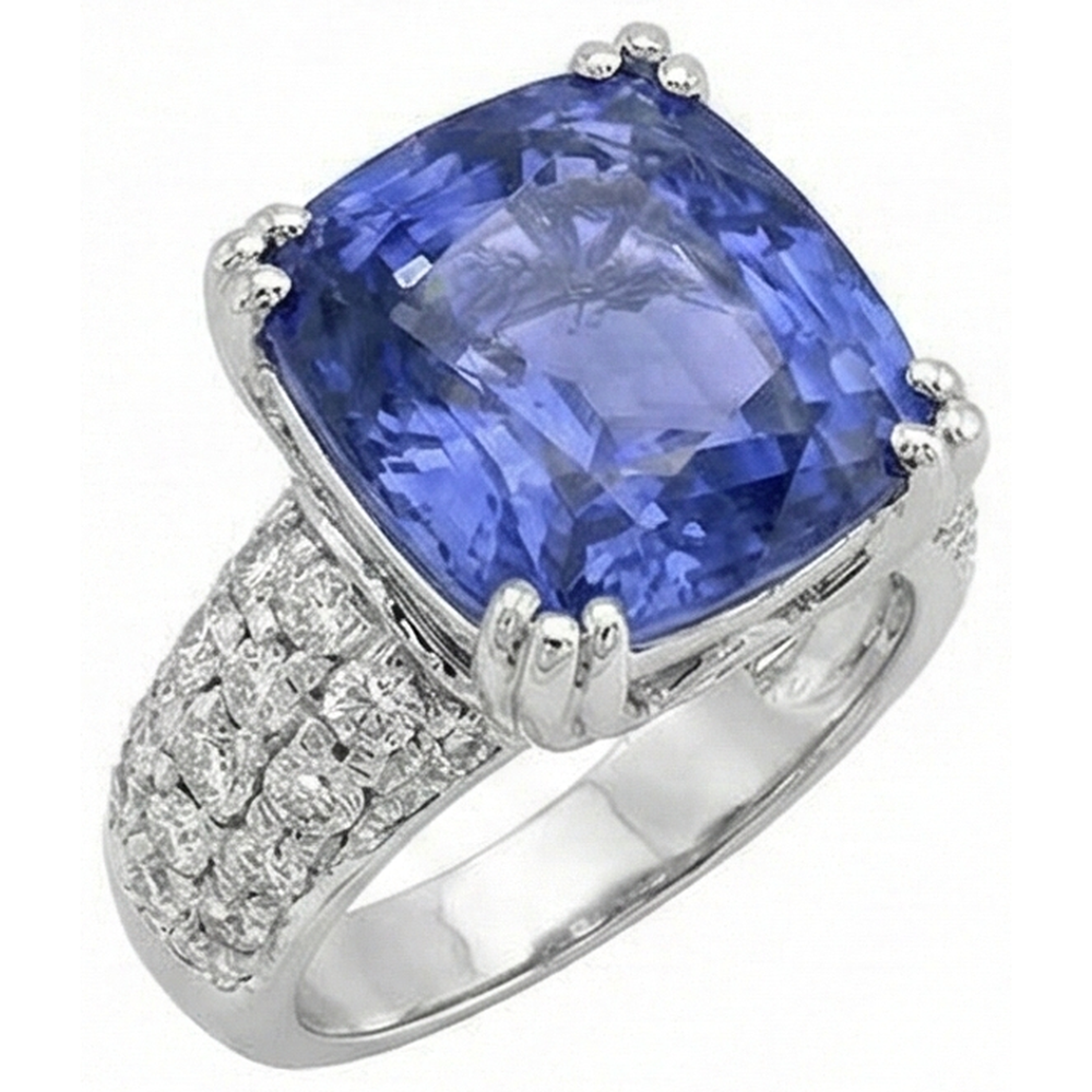 echter round tansanit 7.50Karat ring Detailansicht
