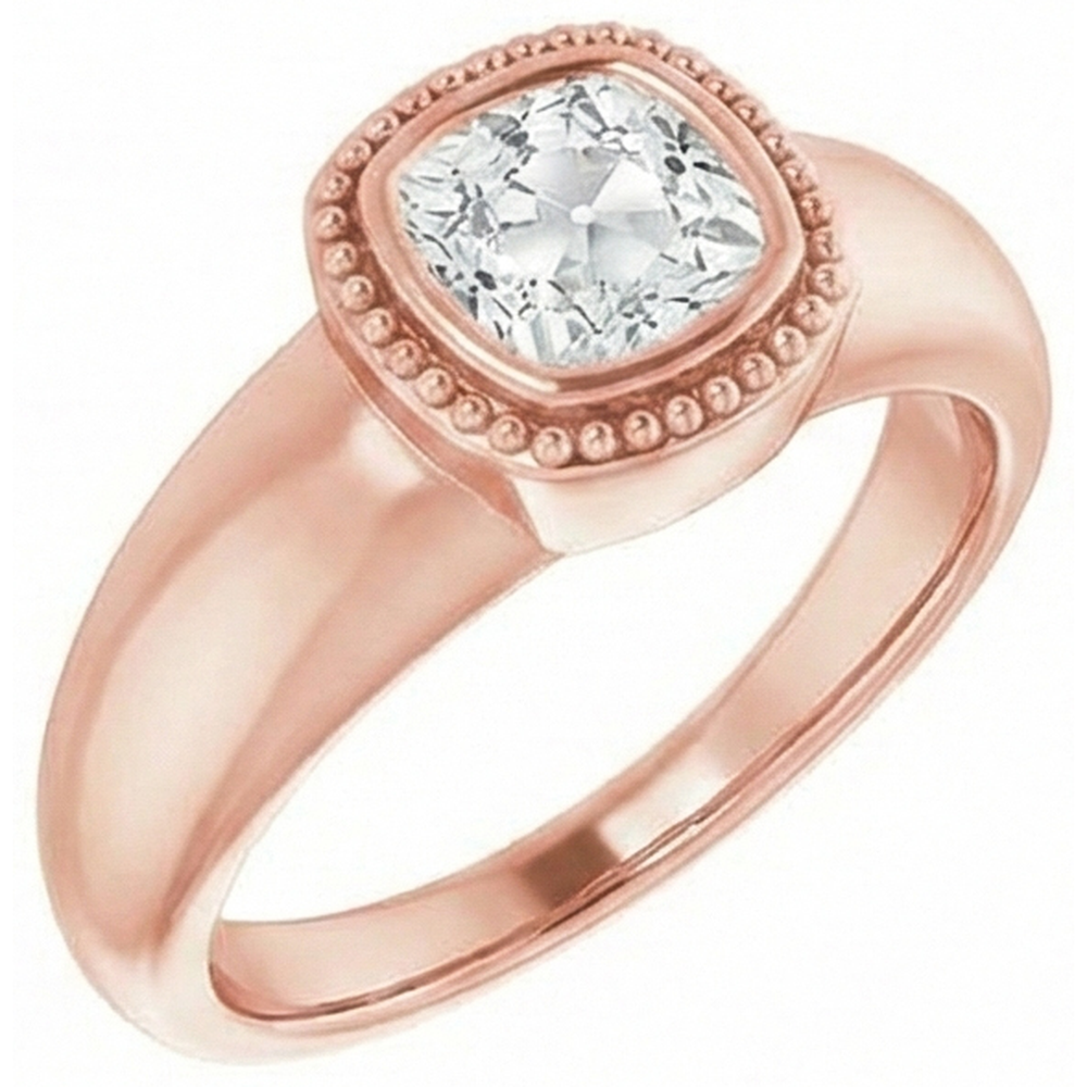 echter cushion diamant 2Karat ring Seitenansicht