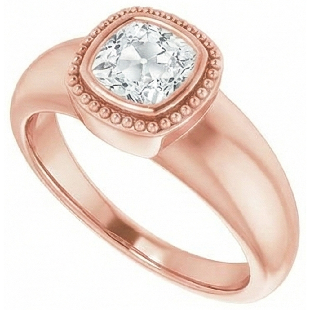 echter cushion diamant 2Karat ring Detailansicht