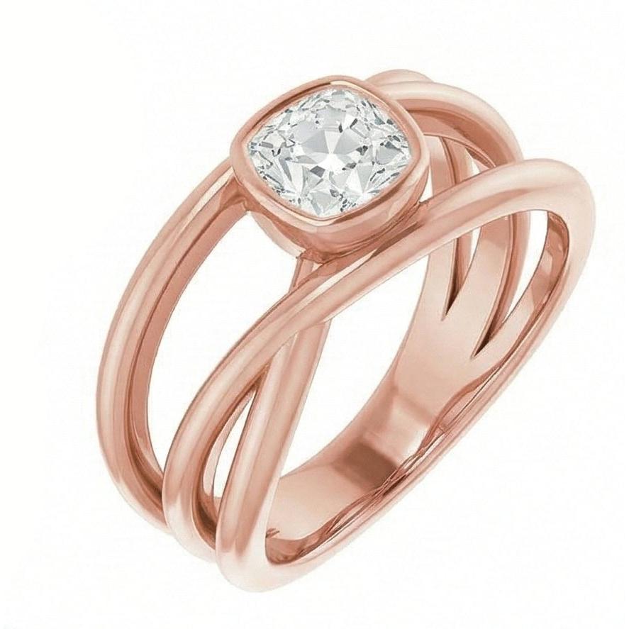 echter cushion diamant 2.50Karat ring Seitenansicht