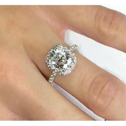 Kissen Halo Echt Diamantring 4 Karat Pave Ring