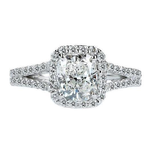 Kissen Halo Natürliche Diamant Royal Verlobungsring 2.75 Karat Weißgold 14K