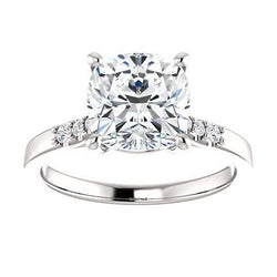 Kissen Natürliche Diamant-Verlobungsring Mit Akzenten 3,15 Karat Schmuck Neu