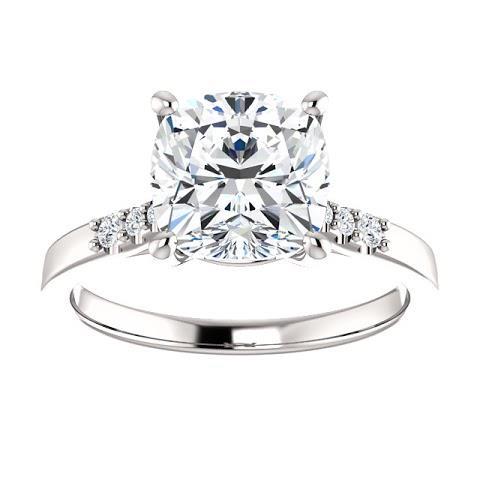 Kissen Natürliche Diamant-Verlobungsring Mit Akzenten 3,15 Karat Schmuck Neu