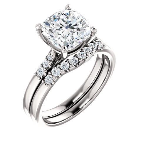 Kissen Natürliche Diamant-Verlobungsring Mit Akzenten 3,15 Karat Schmuck Neu