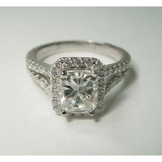 Kissen Natürliche Diamant Royal Halo Verlobungsring 2.75 Karat Weißgold 14K