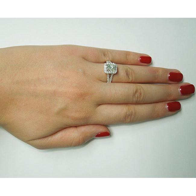 Kissen Natürliche Diamant Royal Halo Verlobungsring 2.75 Karat Weißgold 14K