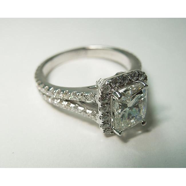 Kissen Natürliche Diamant Royal Halo Verlobungsring 2.75 Karat Weißgold 14K