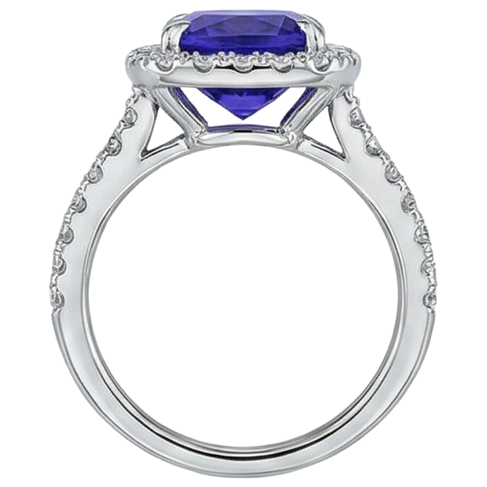 echter round tansanit 2.25Karat ring auf Weiß
