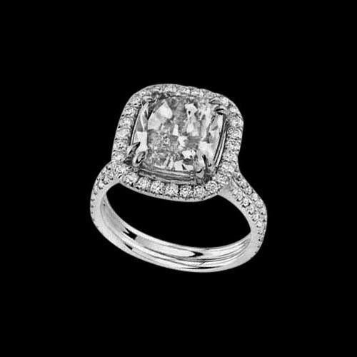 Kissenschliff Natürliche Diamant Damen Neu Weißgold 3.40 Ct. Ring Mit Akzenten