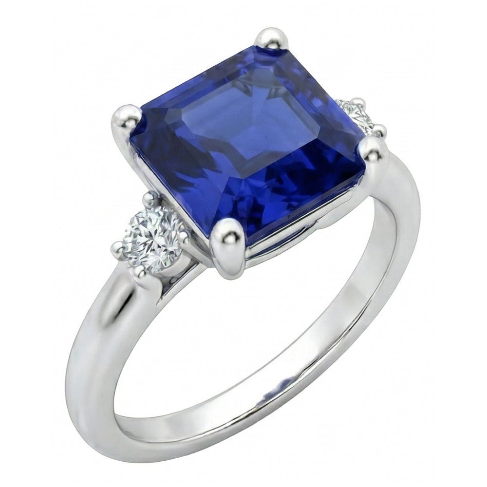 echter asscher diamant 2.75Karat ring Vorderansicht
