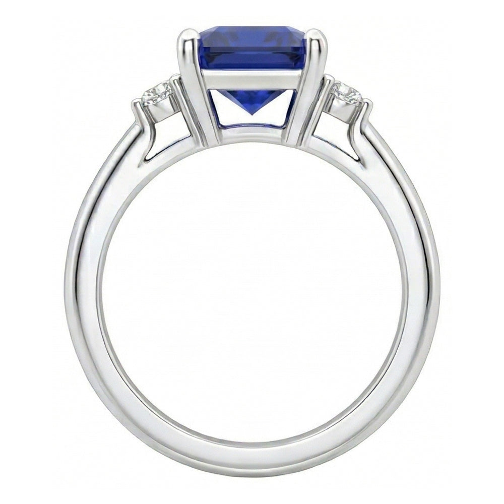 echter asscher diamant 2.75Karat ring Profilansicht