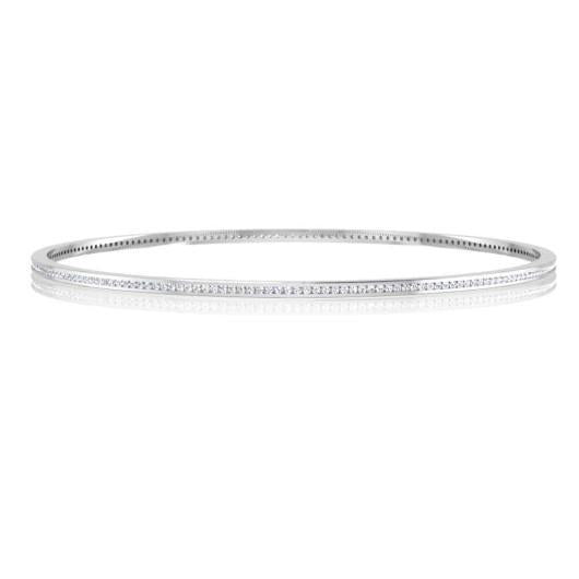 Kleiner Runder Natürliche Diamant-Armreif 3.80 Kt Weißgold