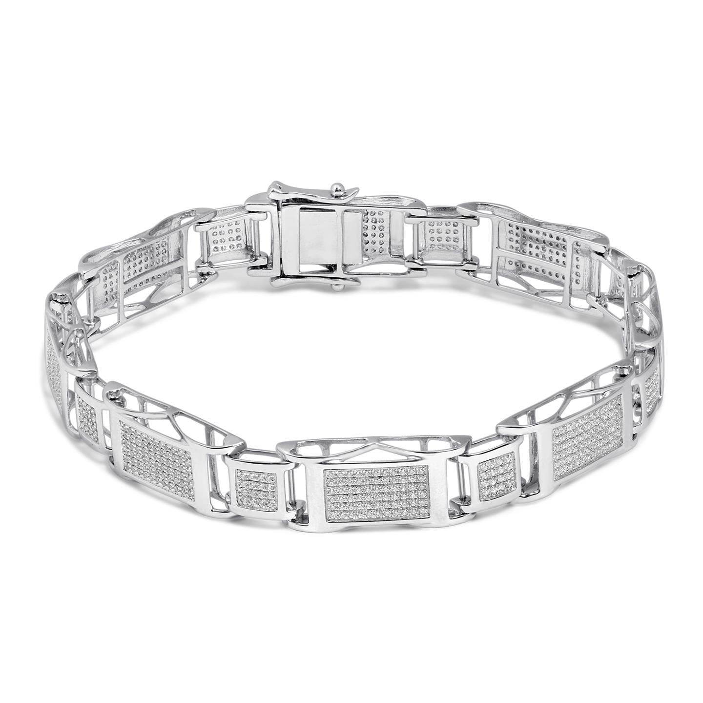 Kleines Brillantschliff 8,90 Karat Natürliche Diamanten Herrenarmband 14K Weißgold