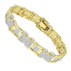 Kleines Brillantschliff 9,25 Karat Echt Diamanten Herrenarmband 14K Yg Neu