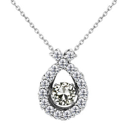 Anhänger-Halskette 14K Weißgold – Brillant Old Mine Cut 1,50