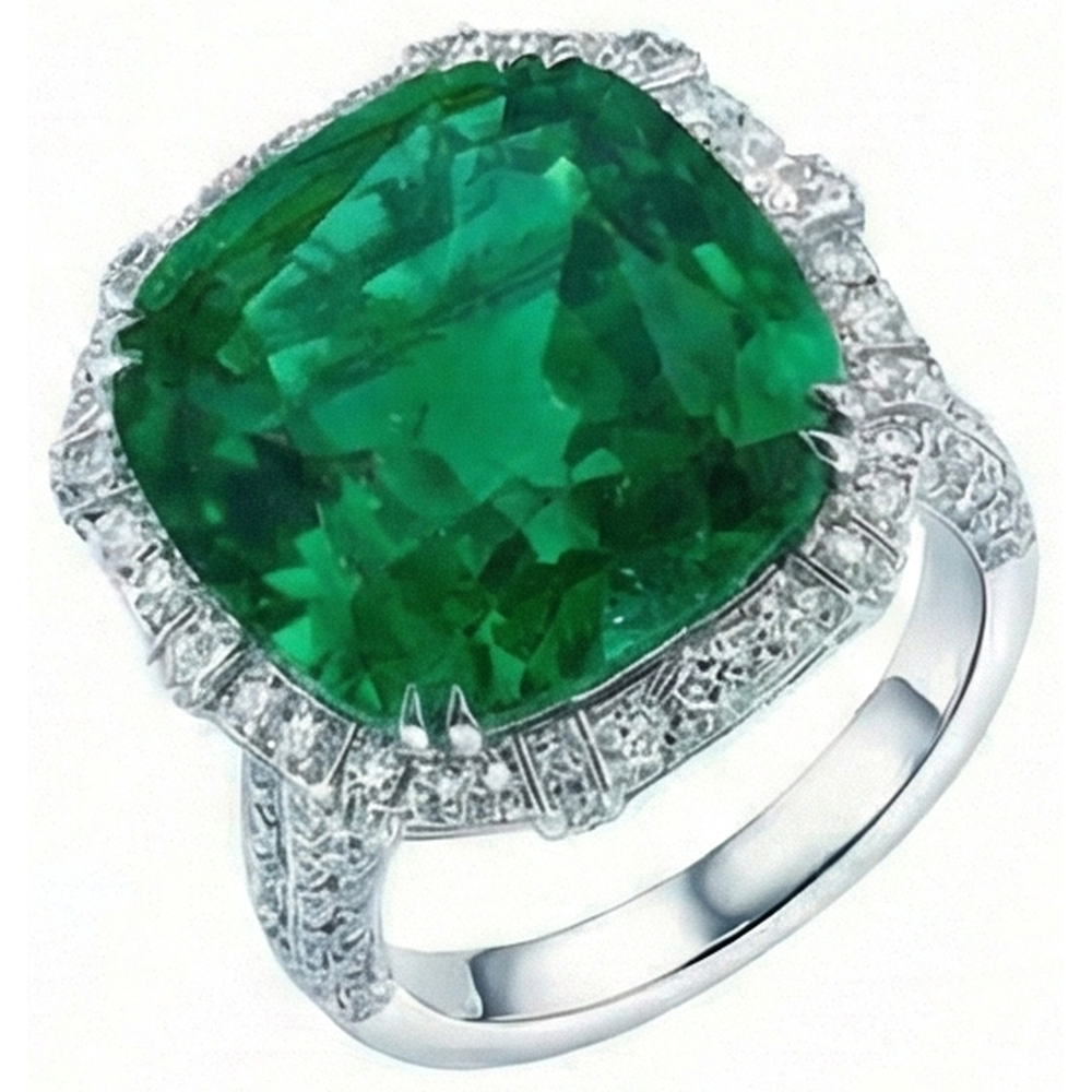 Kolumbianischer grüner Smaragd mit Diamanten Ring 4 Karat