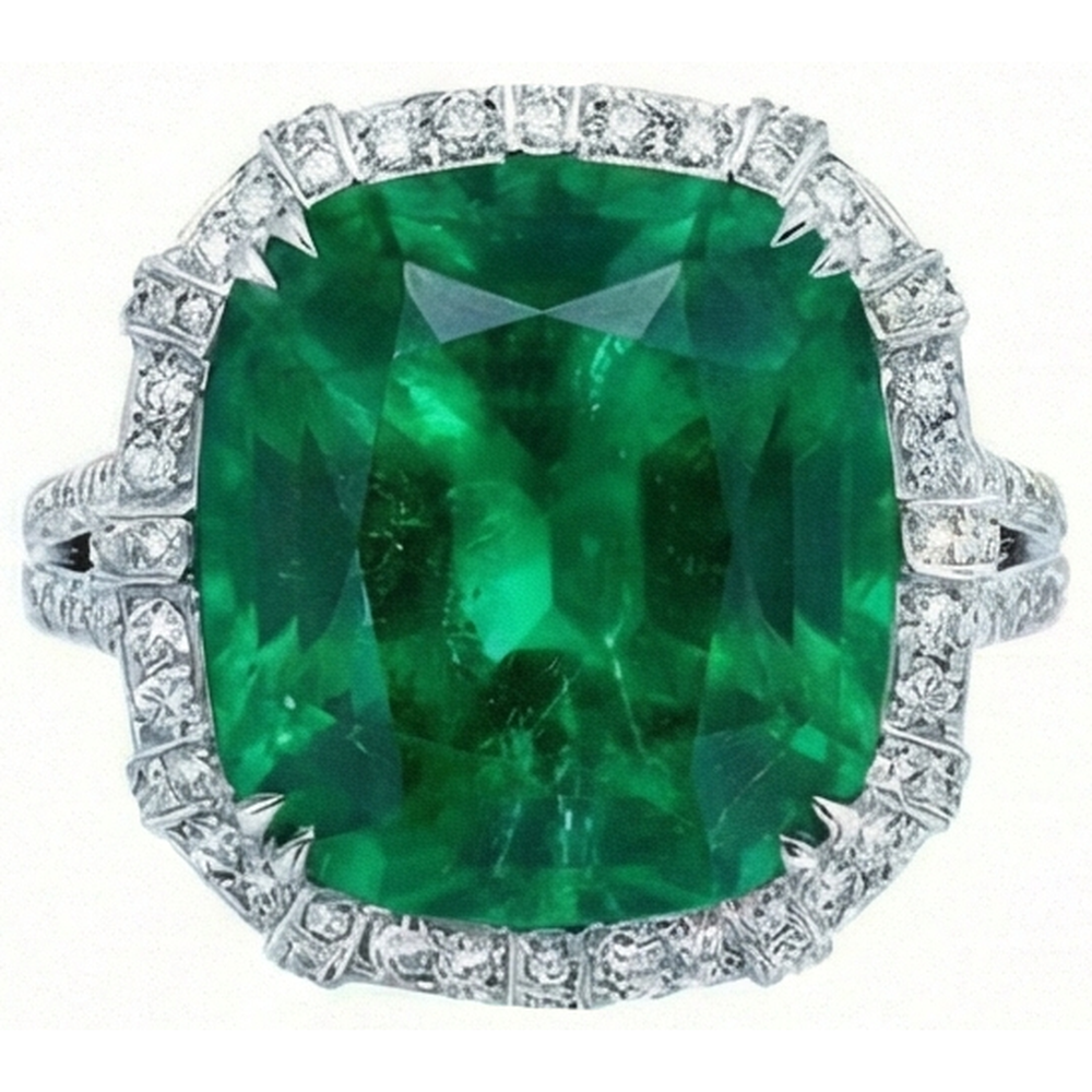 Kolumbianischer grüner Smaragd mit Diamanten Ring 4 Karat
