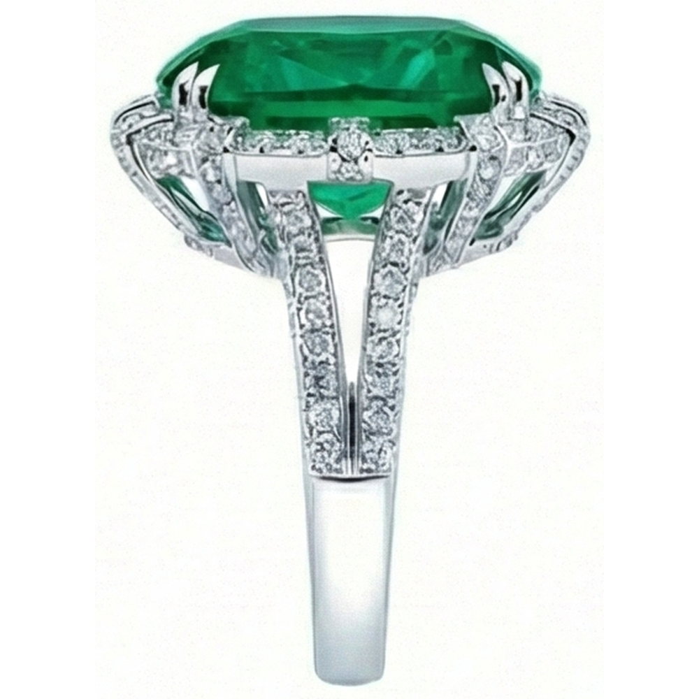 Kolumbianischer grüner Smaragd mit Diamanten Ring 4 Karat