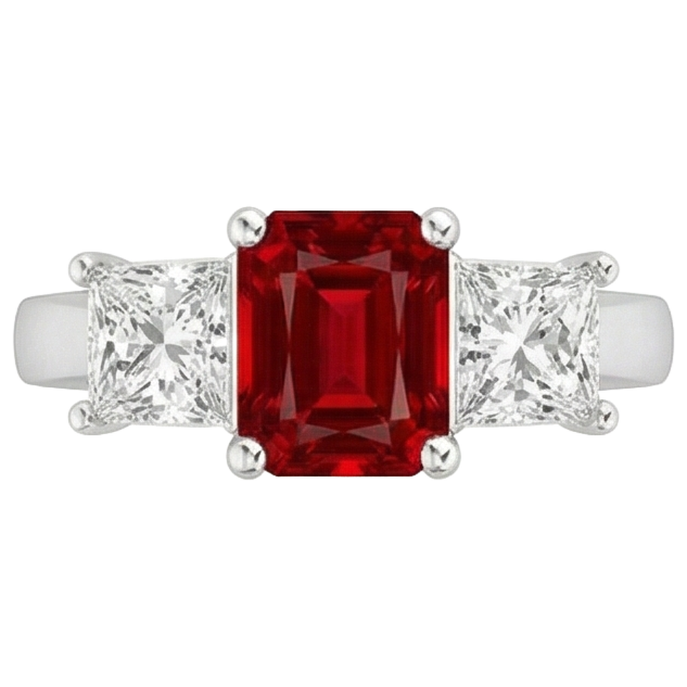 Krappen-Set Roter Rubin und Diamanten 4.00 Karat Ring 14K Gold