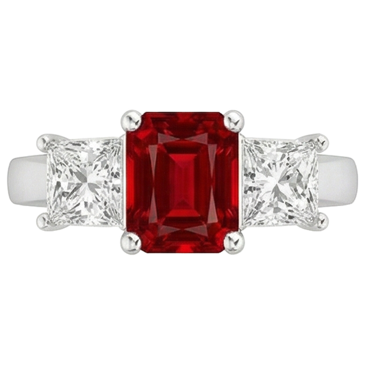Krappen-Set Roter Rubin und Diamanten 4.00 Karat Ring 14K Gold