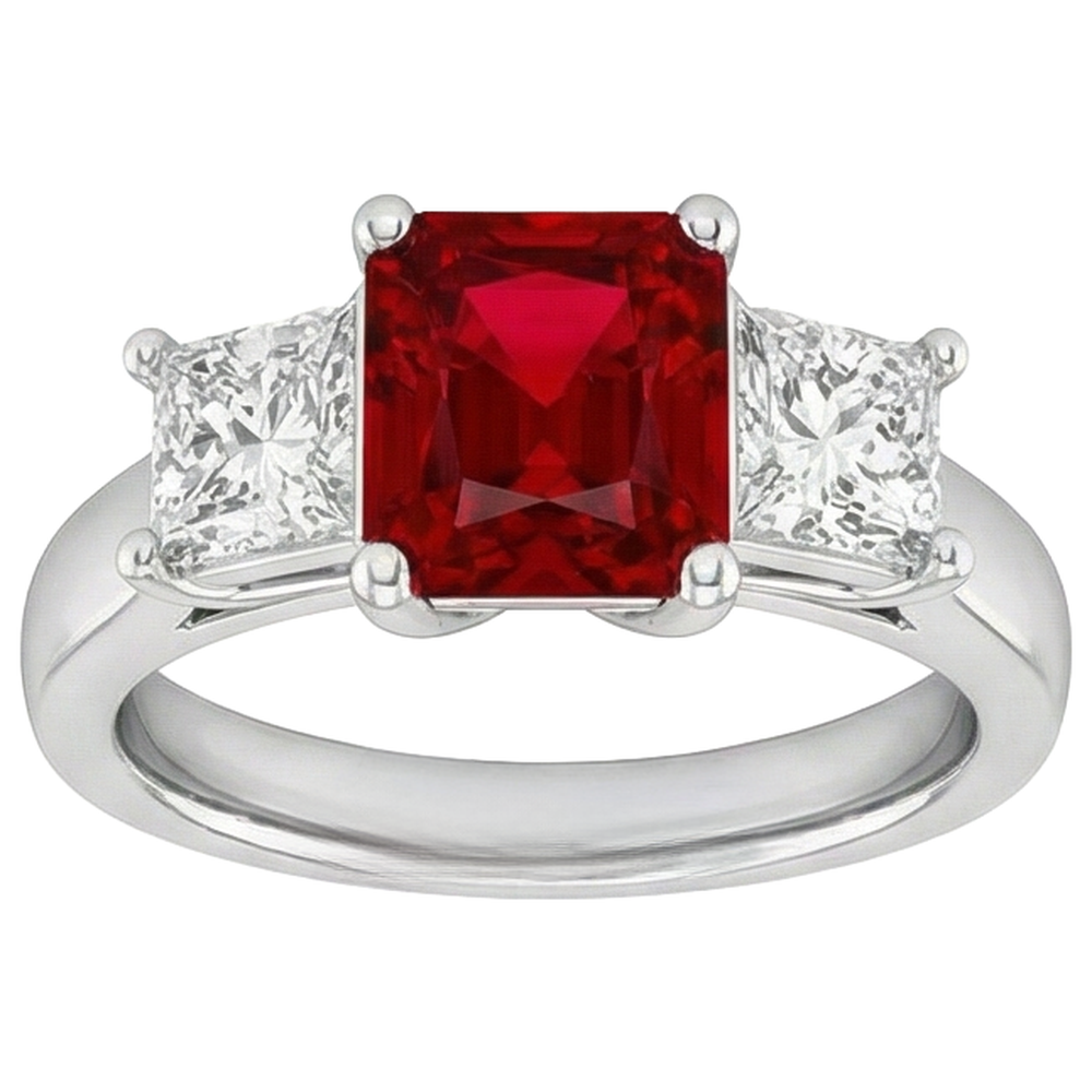 Krappen-Set Roter Rubin und Diamanten 4.00 Karat Ring 14K Gold