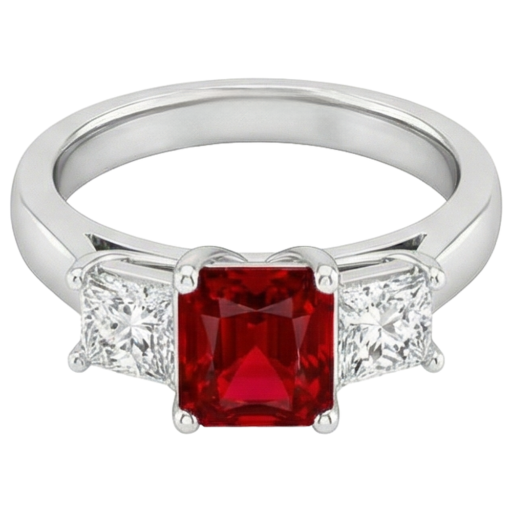 Krappen-Set Roter Rubin und Diamanten 4.00 Karat Ring 14K Gold