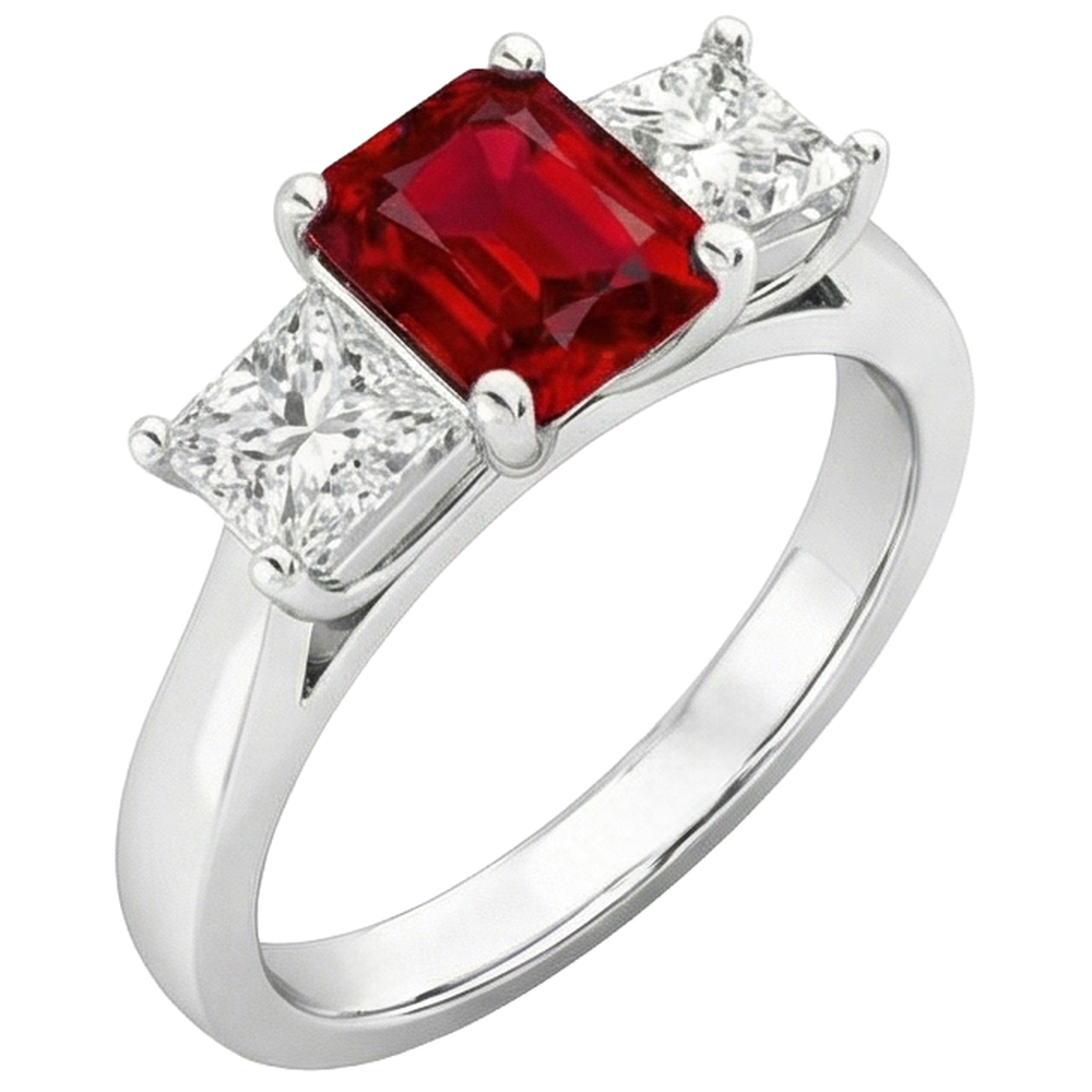 Krappen-Set Roter Rubin und Diamanten 4.00 Karat Ring 14K Gold