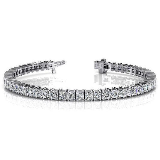 Krappenbesetztes Natürliche Diamant-Tennis-Armband 13 Karat Weißgold im Prinzessin-Schliff14K