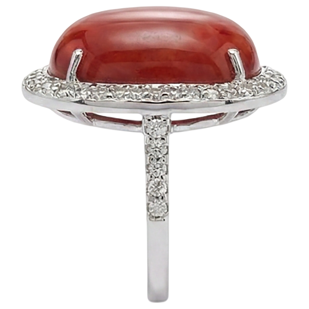 echter oval diamant 14Karat ring Profilansicht