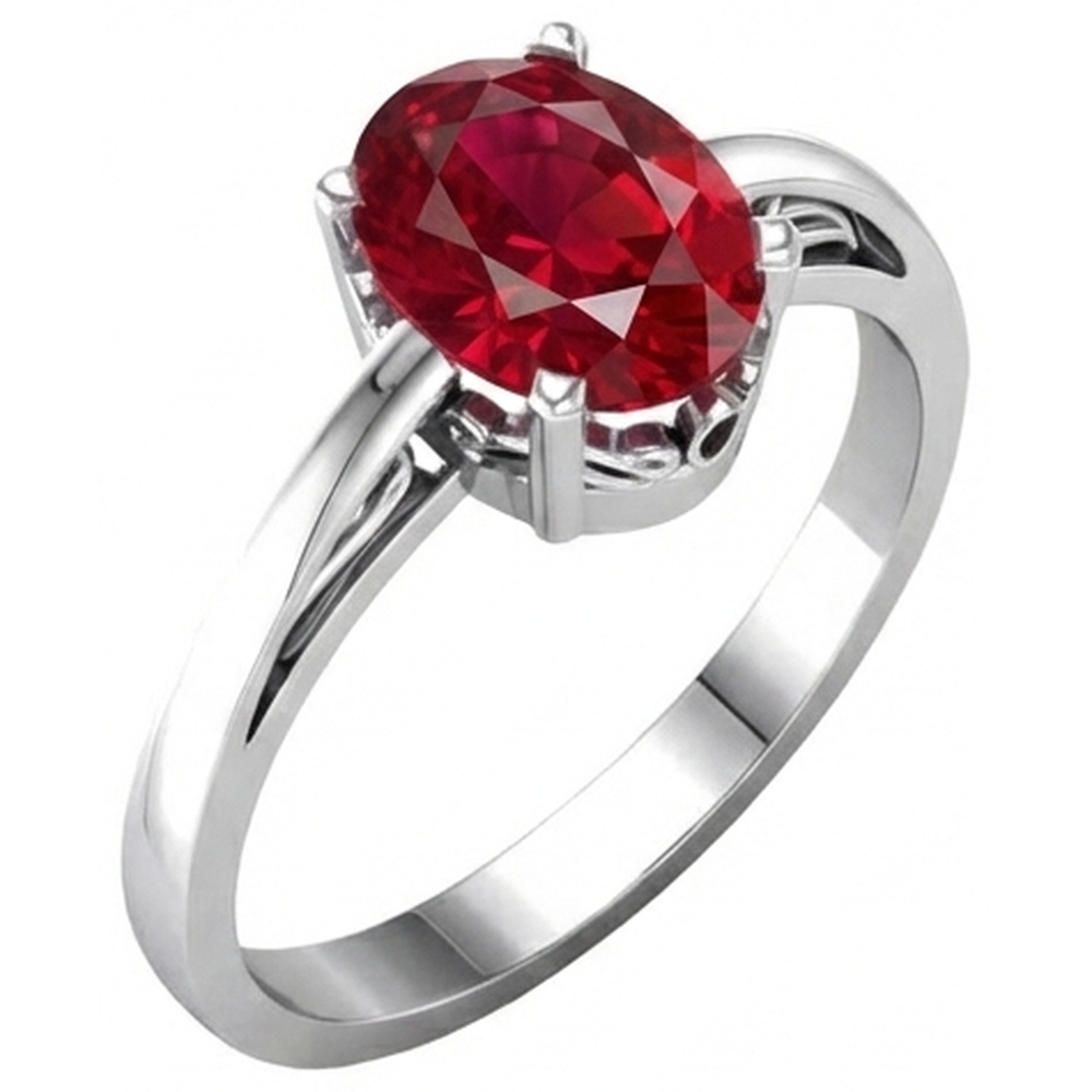 echter oval rubin 2Karat ring Vorderansicht
