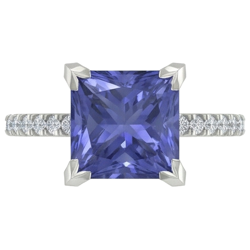 echter princess diamant 3.80Karat ring Seitenansicht