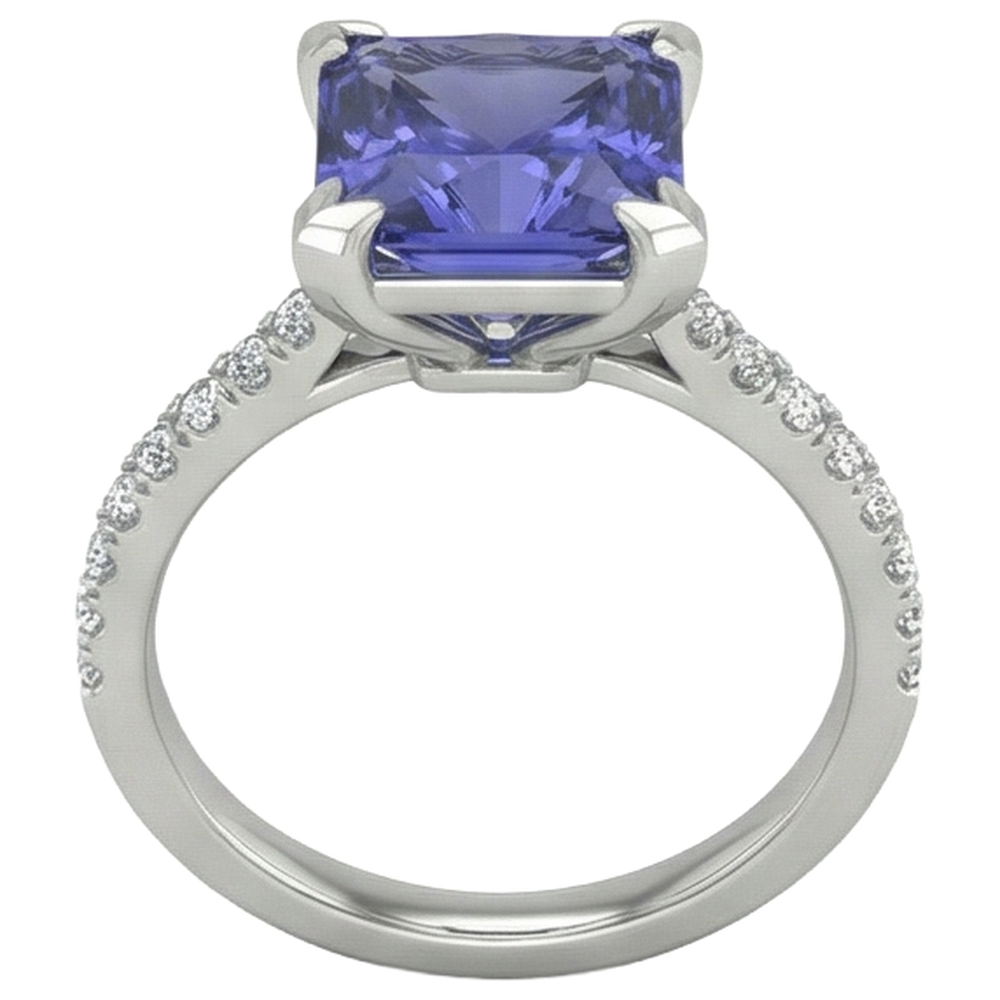 echter princess diamant 3.80Karat ring Draufsicht