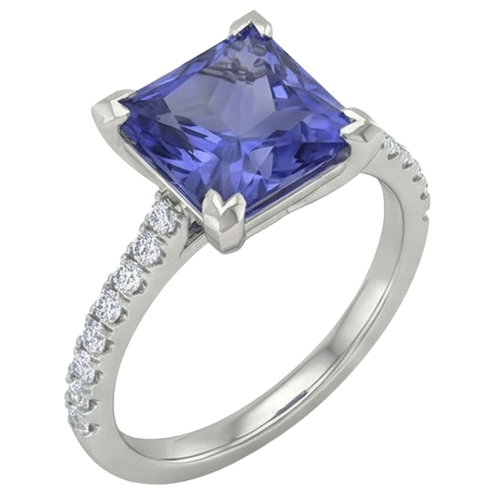 echter princess diamant 3.80Karat ring Profilansicht