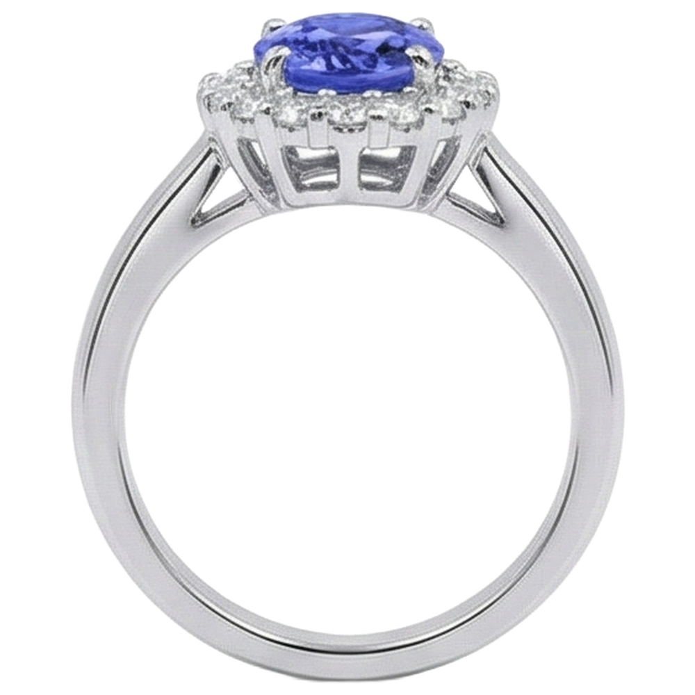 echter oval diamant 3.70Karat ring Profilansicht