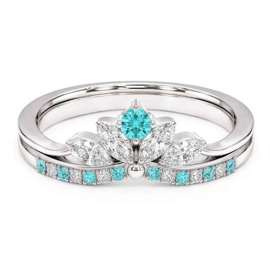 Kronenring-Set mit Paraiba-Turmalin und Diamant