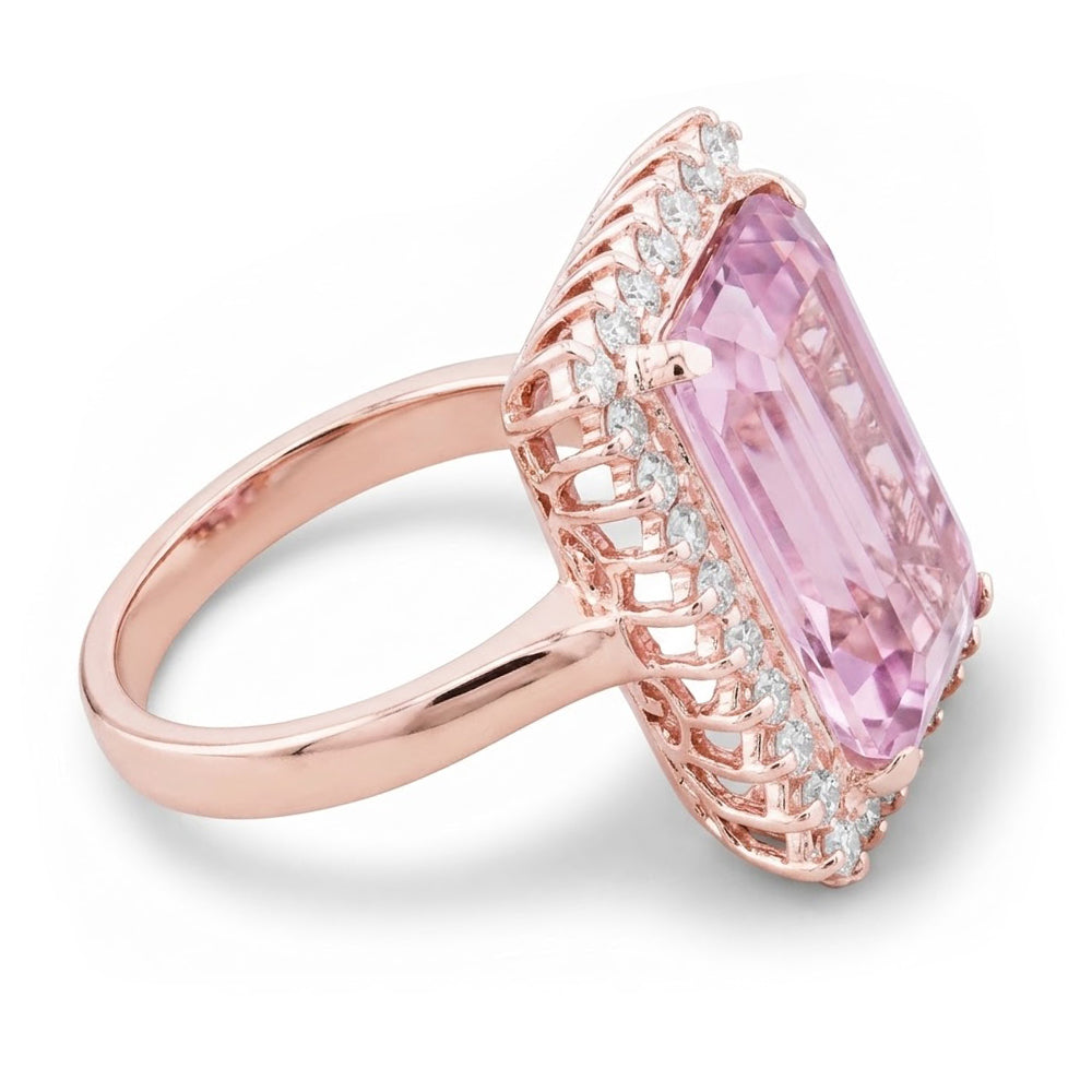 Kunzite Schmuckstein-Ring 24,00 Karat F/VS1 – 14K Roségold