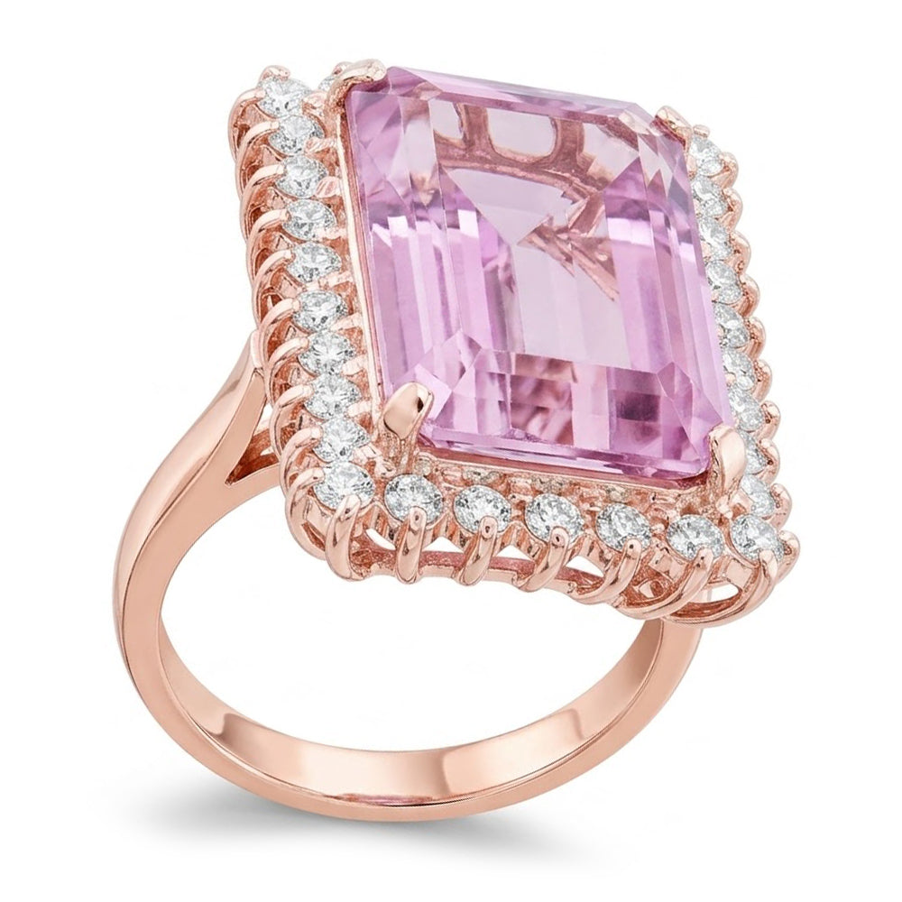 Kunzite Schmuckstein-Ring 24,00 Karat F/VS1 – 14K Roségold