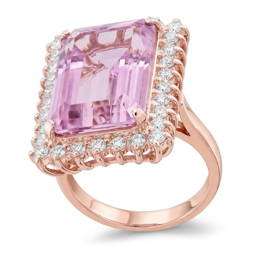 Kunzite Schmuckstein-Ring 24,00 Karat F/VS1 – 14K Roségold