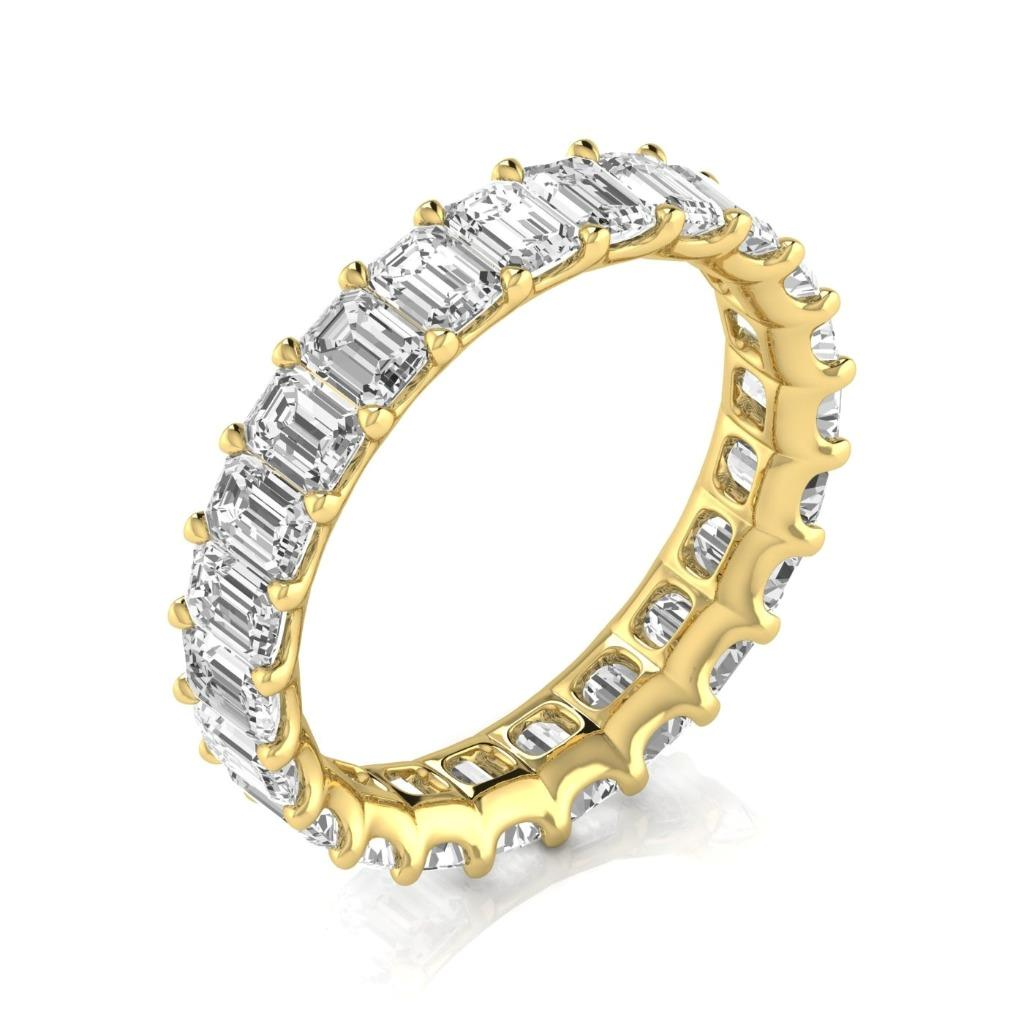 Smaragd-Schliff Diamant Ring in 14 Karat Gelbgold – Hauptansicht