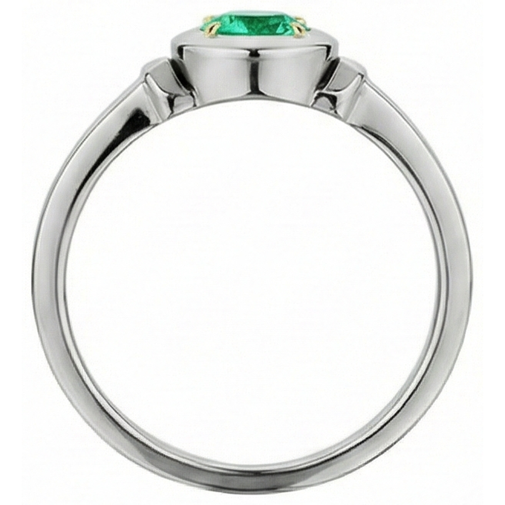 Kolumbianischer Smaragd Schmuckstein-Ring 1-Karat Zweifarbiges 14K Gold – Draufsicht